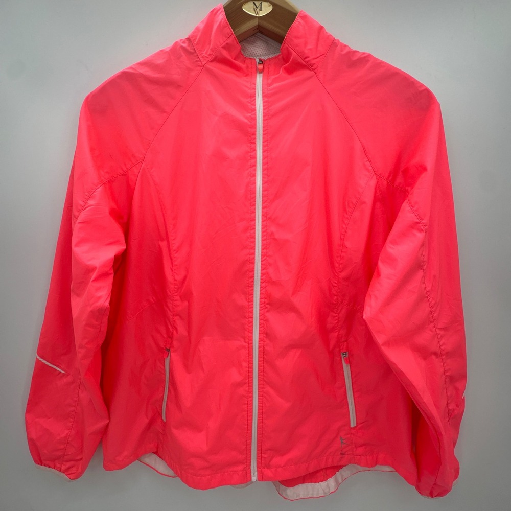 Danskin Now Womens XL‎ Hot Pink Full Zip Windbreaker Jacket Mesh Lined